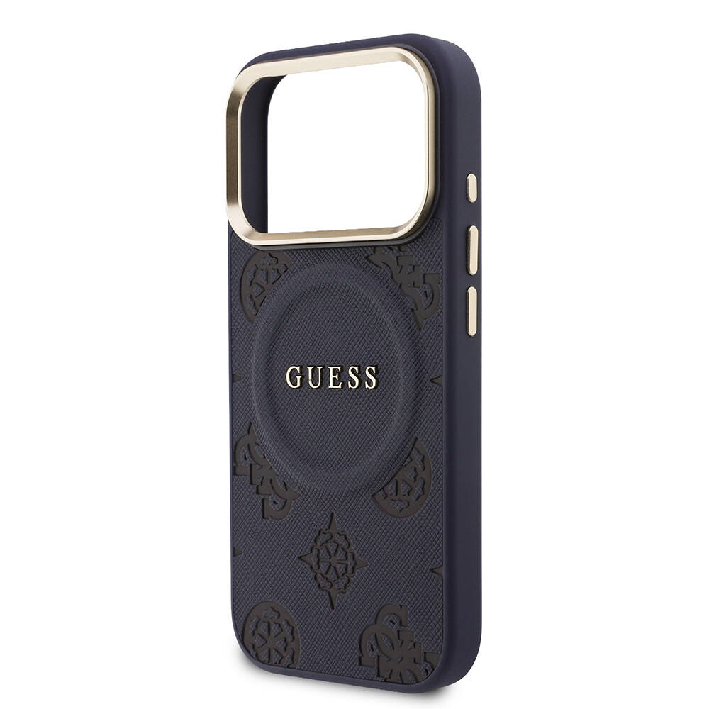 Apple iPhone 17 Pro Max Kılıf Guess Orjinal Lisanslı M-safe Şarj Özellikli Sıcak Baskılı Yazı Logolu PU Deri Peony Kapak - 6