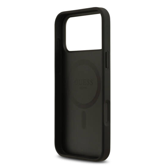 Apple iPhone 17 Pro Max Kılıf Guess Orjinal Lisanslı M-safe Şarj Özellikli Taneli Çiçek Tasarımlı Metal Yazı Logolu Kapak - 9