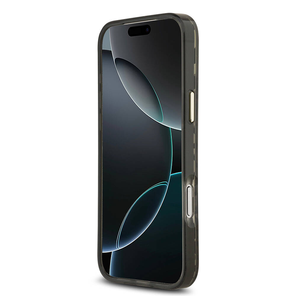 Apple iPhone 17 Pro Max Kılıf Guess Orjinal Lisanslı M-safe Şarj Özellikli Üçgen Logolu Simli Leopar Desenli Kapak - 13
