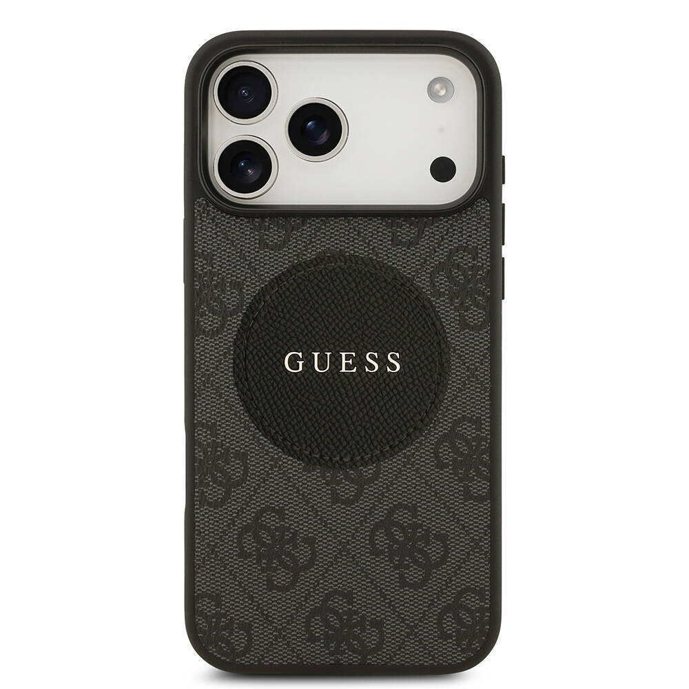 Apple iPhone 17 Pro Max Kılıf Guess Orjinal Lisanslı M-safe Şarj Özellikli Yazı Logolu Circle Classic Kapak - 12