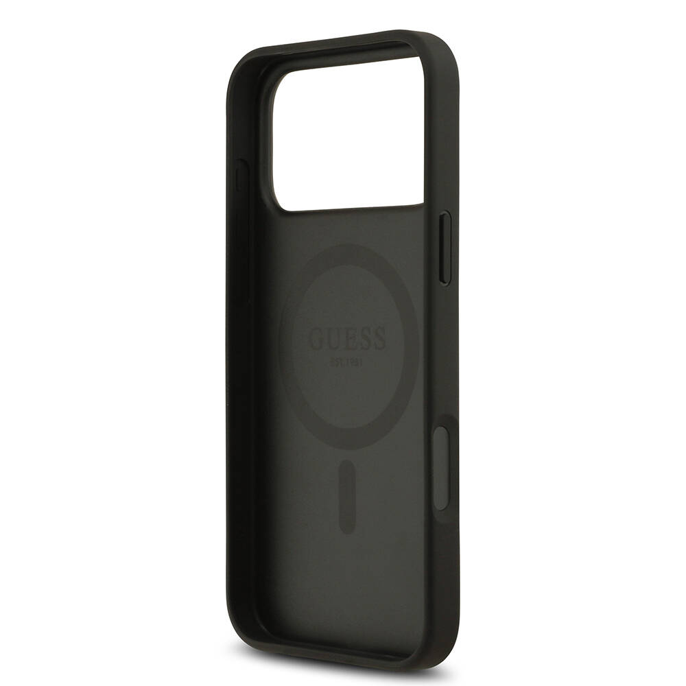 Apple iPhone 17 Pro Max Kılıf Guess Orjinal Lisanslı M-safe Şarj Özellikli Yazı Logolu Circle Classic Kapak - 16