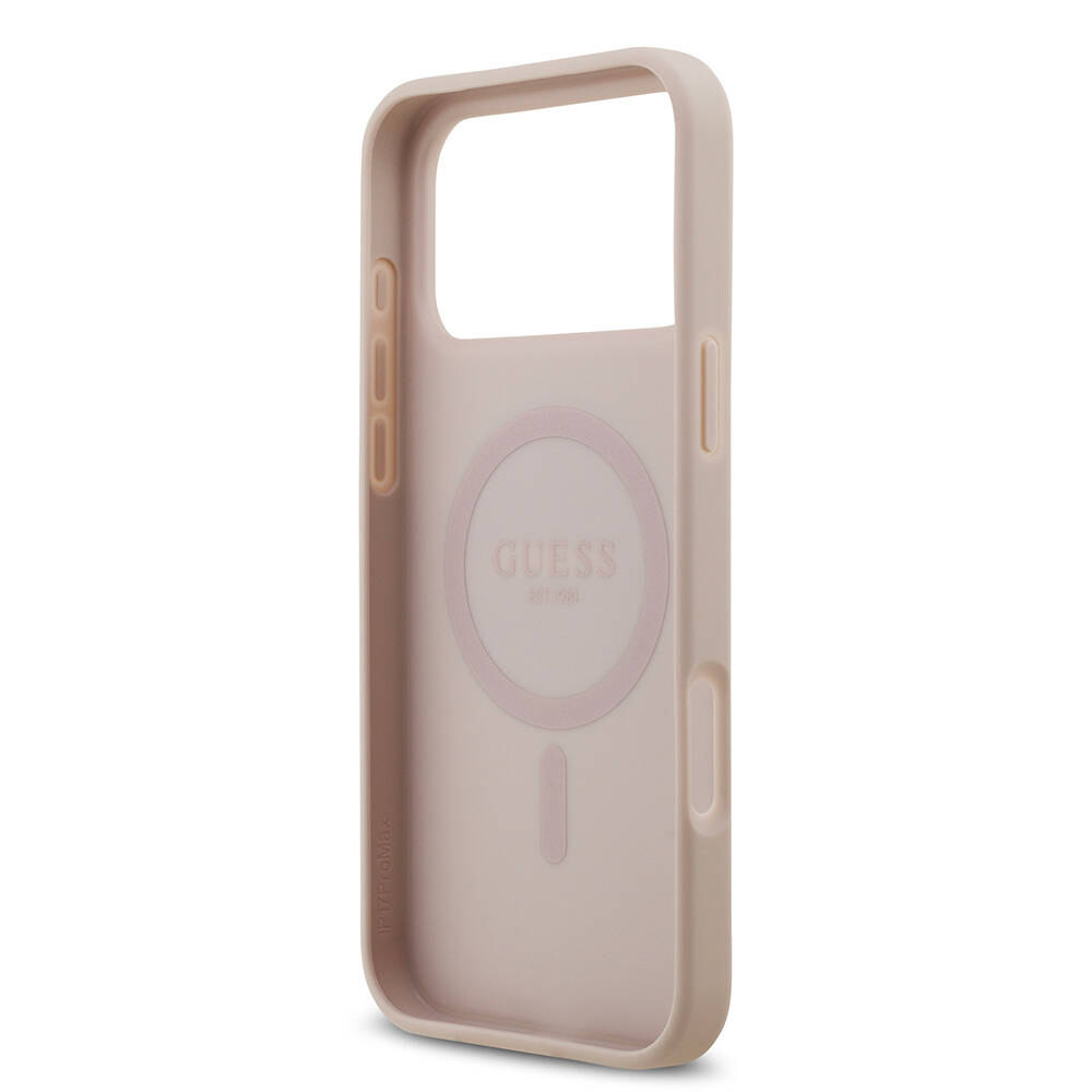 Apple iPhone 17 Pro Max Kılıf Guess Orjinal Lisanslı M-safe Şarj Özellikli Yazı Logolu Circle Classic Kapak - 22
