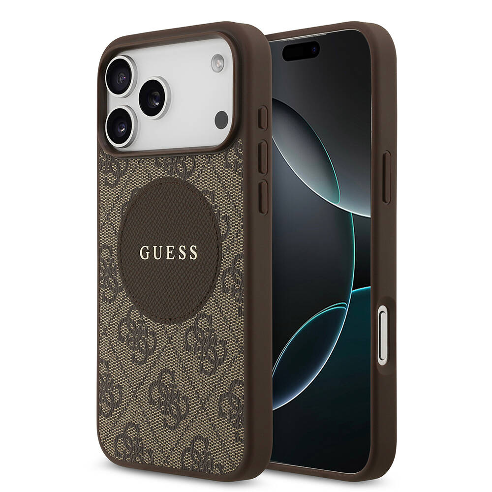 Apple iPhone 17 Pro Max Kılıf Guess Orjinal Lisanslı M-safe Şarj Özellikli Yazı Logolu Circle Classic Kapak - 3