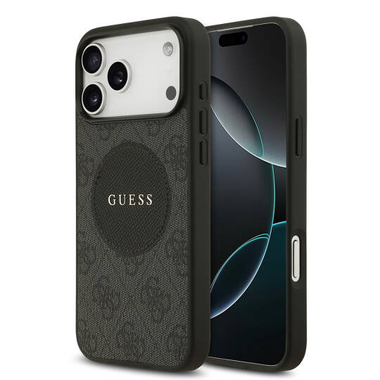 Apple iPhone 17 Pro Max Kılıf Guess Orjinal Lisanslı M-safe Şarj Özellikli Yazı Logolu Circle Classic Kapak - 2