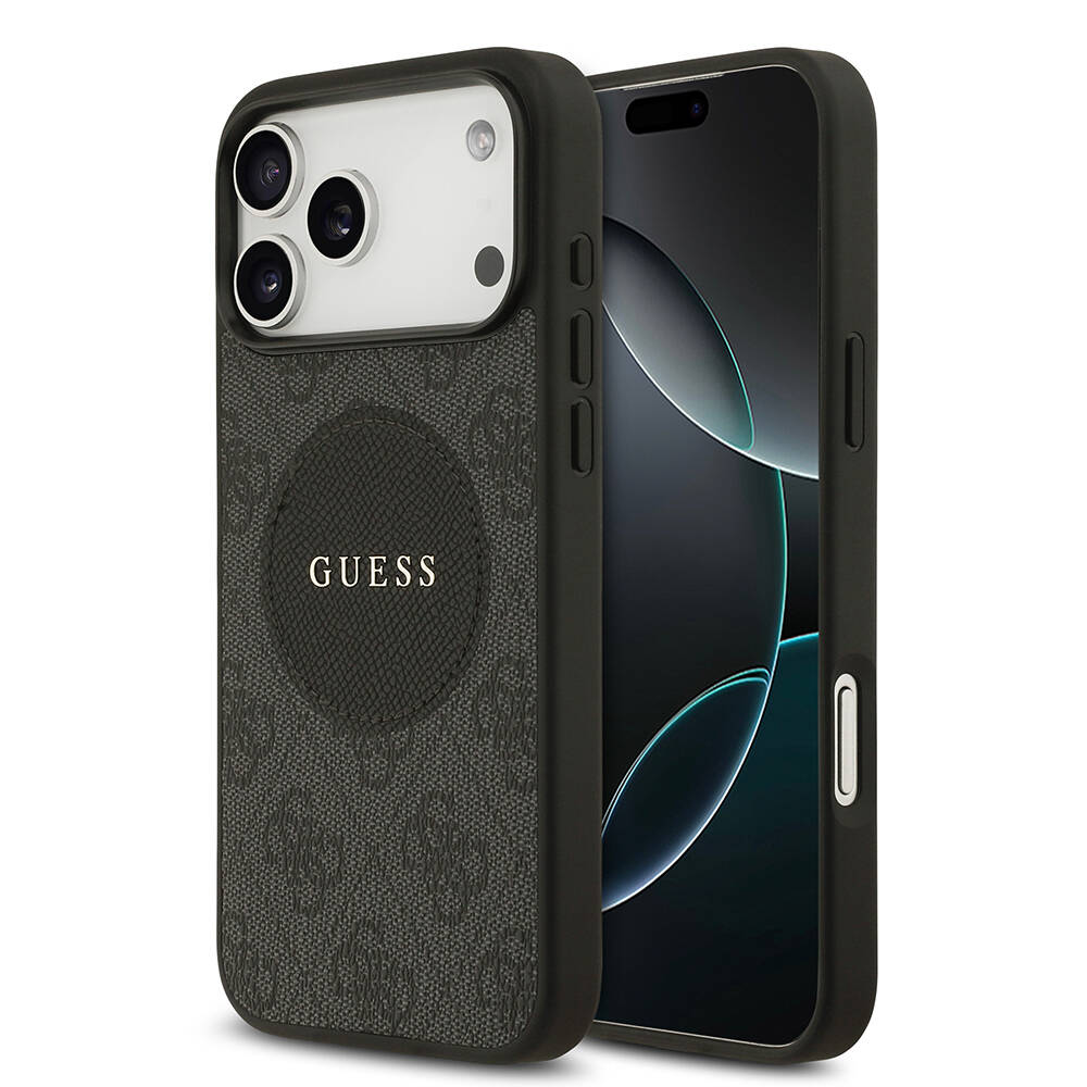 Apple iPhone 17 Pro Max Kılıf Guess Orjinal Lisanslı M-safe Şarj Özellikli Yazı Logolu Circle Classic Kapak - 2