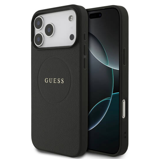 Apple iPhone 17 Pro Max Kılıf Guess Orjinal Lisanslı M-safe Şarj Özellikli Yazı Logolu PU Deri Kapak - 2