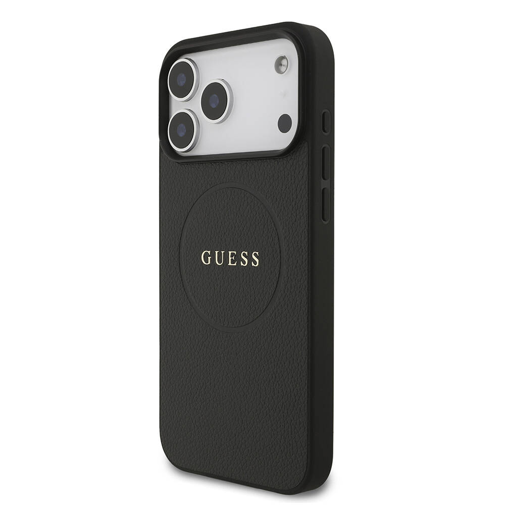 Apple iPhone 17 Pro Max Kılıf Guess Orjinal Lisanslı M-safe Şarj Özellikli Yazı Logolu PU Deri Kapak - 3