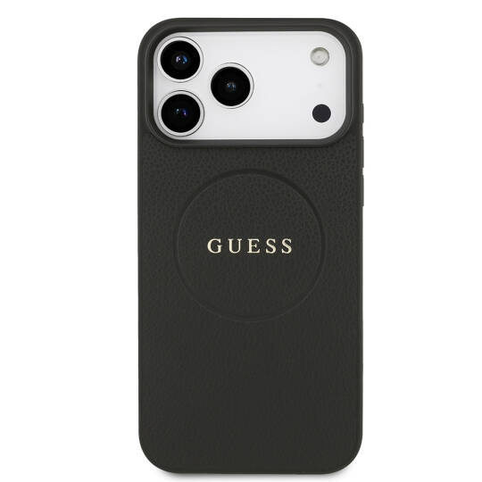 Apple iPhone 17 Pro Max Kılıf Guess Orjinal Lisanslı M-safe Şarj Özellikli Yazı Logolu PU Deri Kapak - 4