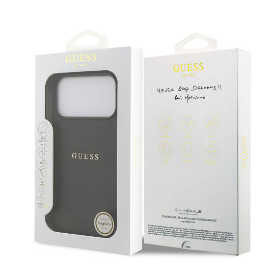 Apple iPhone 17 Pro Max Kılıf Guess Orjinal Lisanslı M-safe Şarj Özellikli Yazı Logolu PU Deri Kapak - 9