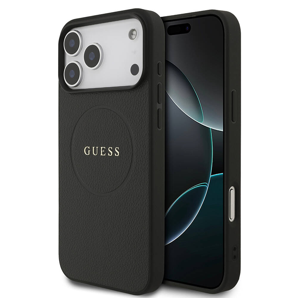 Apple iPhone 17 Pro Max Kılıf Guess Orjinal Lisanslı M-safe Şarj Özellikli Yazı Logolu PU Deri Kapak - 1