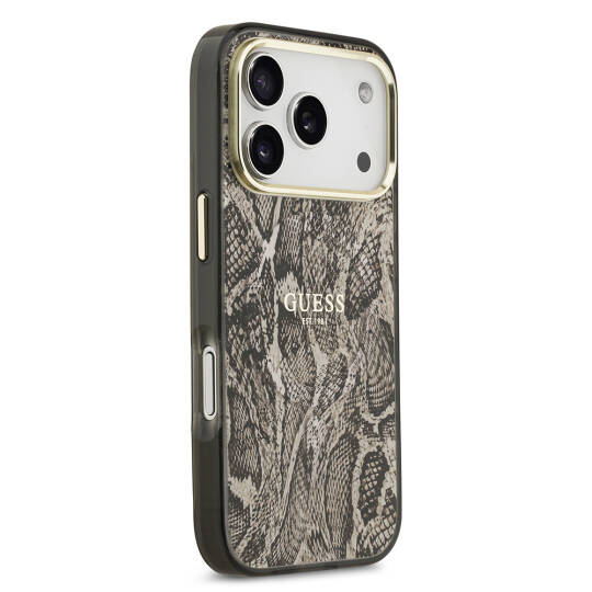 Apple iPhone 17 Pro Max Kılıf Guess Orjinal Lisanslı M-safe Şarj Özellikli Yazı Logolu Python Desenli Kapak - 6