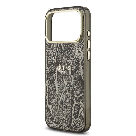 Apple iPhone 17 Pro Max Kılıf Guess Orjinal Lisanslı M-safe Şarj Özellikli Yazı Logolu Python Desenli Kapak - 14