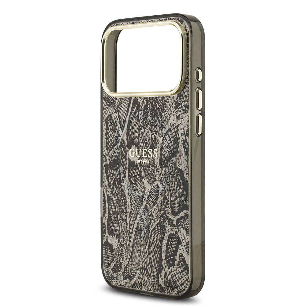 Apple iPhone 17 Pro Max Kılıf Guess Orjinal Lisanslı M-safe Şarj Özellikli Yazı Logolu Python Desenli Kapak - 14