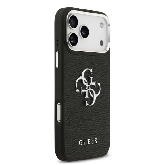 Apple iPhone 17 Pro Max Kılıf Guess Orjinal Lisanslı Metal Kamera Çerçeveli Metal Büyük 4G ve Yazı Logolu PU Deri Kapak - 3