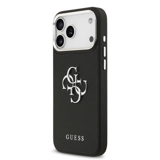 Apple iPhone 17 Pro Max Kılıf Guess Orjinal Lisanslı Metal Kamera Çerçeveli Metal Büyük 4G ve Yazı Logolu PU Deri Kapak - 7