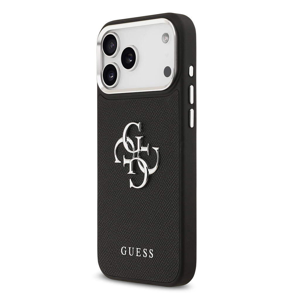 Apple iPhone 17 Pro Max Kılıf Guess Orjinal Lisanslı Metal Kamera Çerçeveli Metal Büyük 4G ve Yazı Logolu PU Deri Kapak - 7