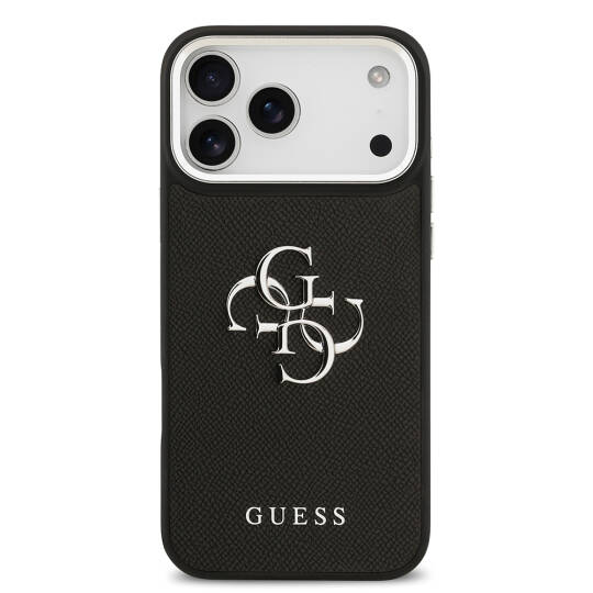 Apple iPhone 17 Pro Max Kılıf Guess Orjinal Lisanslı Metal Kamera Çerçeveli Metal Büyük 4G ve Yazı Logolu PU Deri Kapak - 8