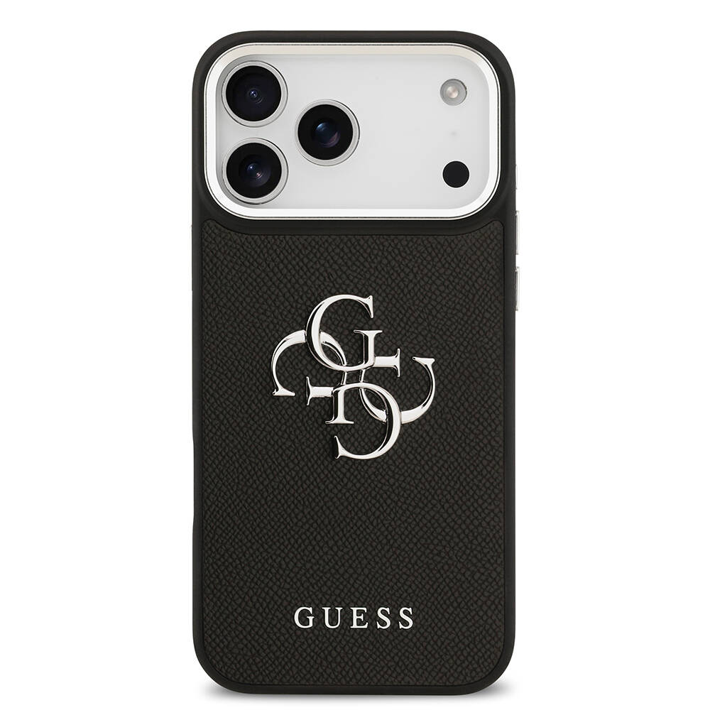 Apple iPhone 17 Pro Max Kılıf Guess Orjinal Lisanslı Metal Kamera Çerçeveli Metal Büyük 4G ve Yazı Logolu PU Deri Kapak - 8