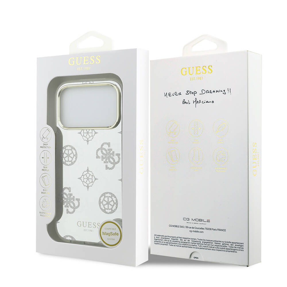 Apple iPhone 17 Pro Max Kılıf Guess Orjinal Lisanslı Metal Kamera Çerçeveli Simli Aynalı Kapak - 17