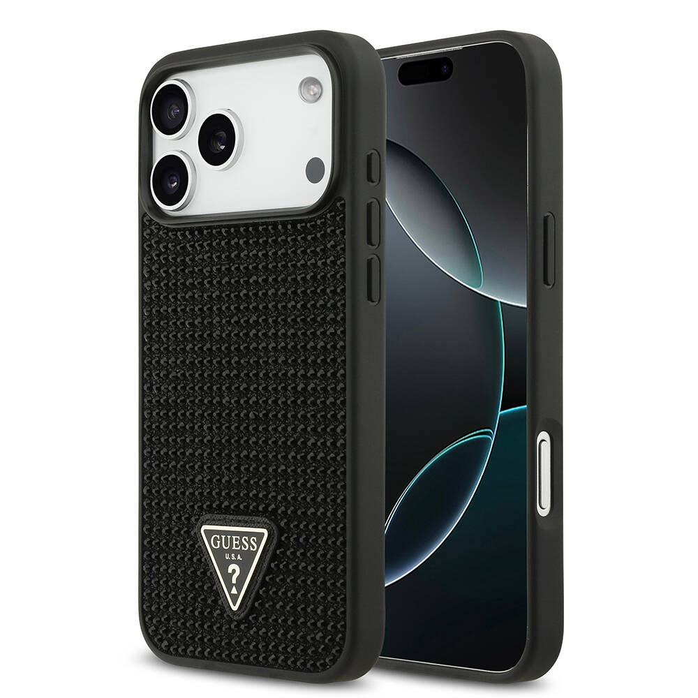 Apple iPhone 17 Pro Max Kılıf Guess Orjinal Lisanslı Taşlı Arka Yüzey Üçgen Logolu Kapak - 5