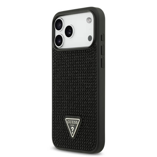 Apple iPhone 17 Pro Max Kılıf Guess Orjinal Lisanslı Taşlı Arka Yüzey Üçgen Logolu Kapak - 6