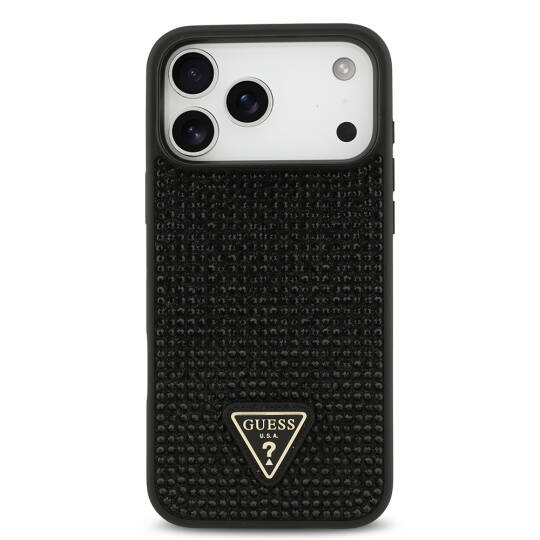 Apple iPhone 17 Pro Max Kılıf Guess Orjinal Lisanslı Taşlı Arka Yüzey Üçgen Logolu Kapak - 7