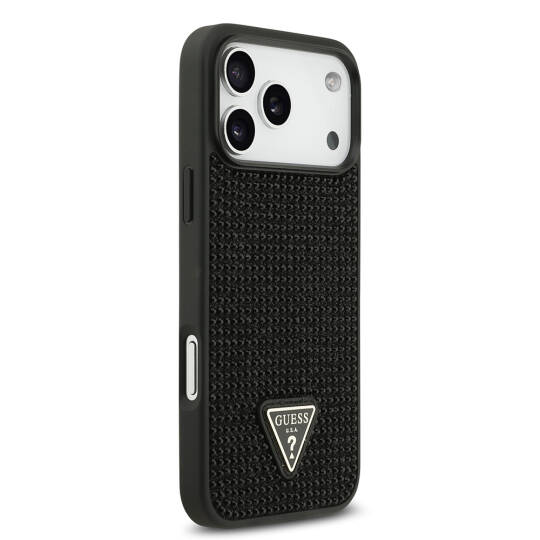 Apple iPhone 17 Pro Max Kılıf Guess Orjinal Lisanslı Taşlı Arka Yüzey Üçgen Logolu Kapak - 8
