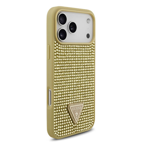 Apple iPhone 17 Pro Max Kılıf Guess Orjinal Lisanslı Taşlı Arka Yüzey Üçgen Logolu Kapak - 15