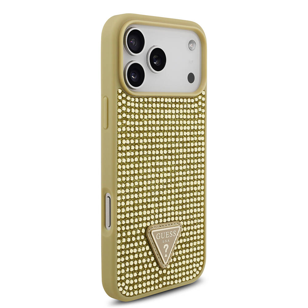 Apple iPhone 17 Pro Max Kılıf Guess Orjinal Lisanslı Taşlı Arka Yüzey Üçgen Logolu Kapak - 15
