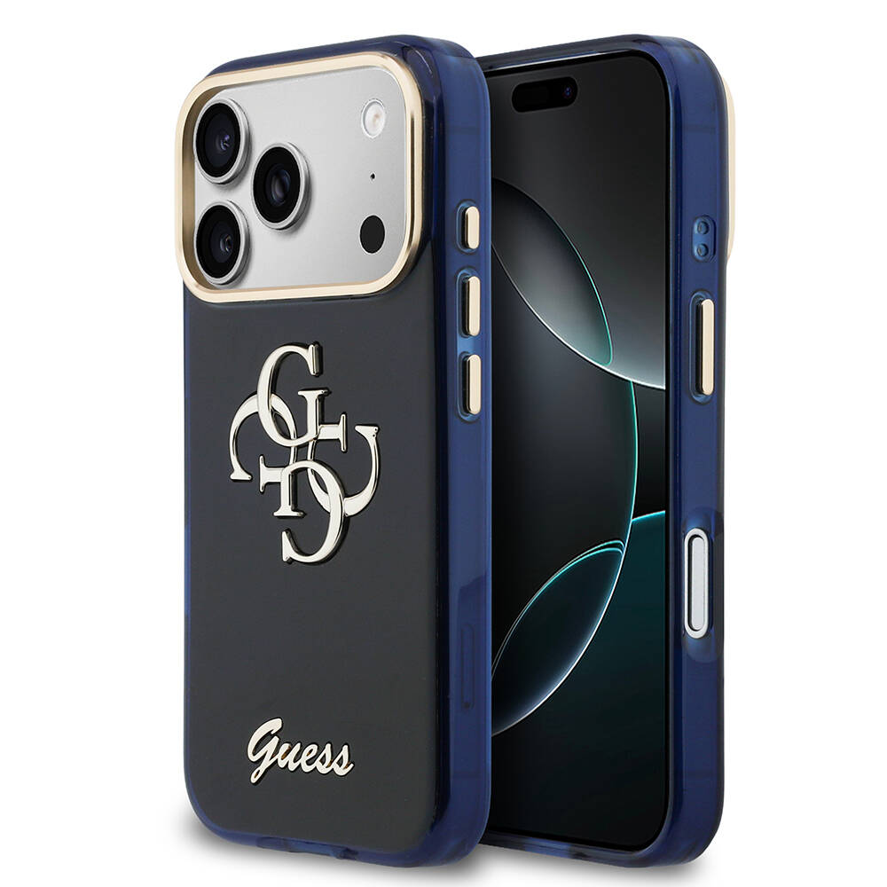 Apple iPhone 17 Pro Max Kılıf Guess Orjinal Lisanslı Yazı ve 4G Büyük Metal Logolu Silikon Kapak - 1
