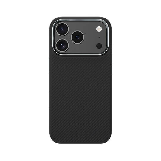 Apple iPhone 17 Pro Max Kılıf Karbon Fiber M-safe Şarj Özellikli Benks Hybrid ArmorPro 600D Kevlar Kapak Siyah