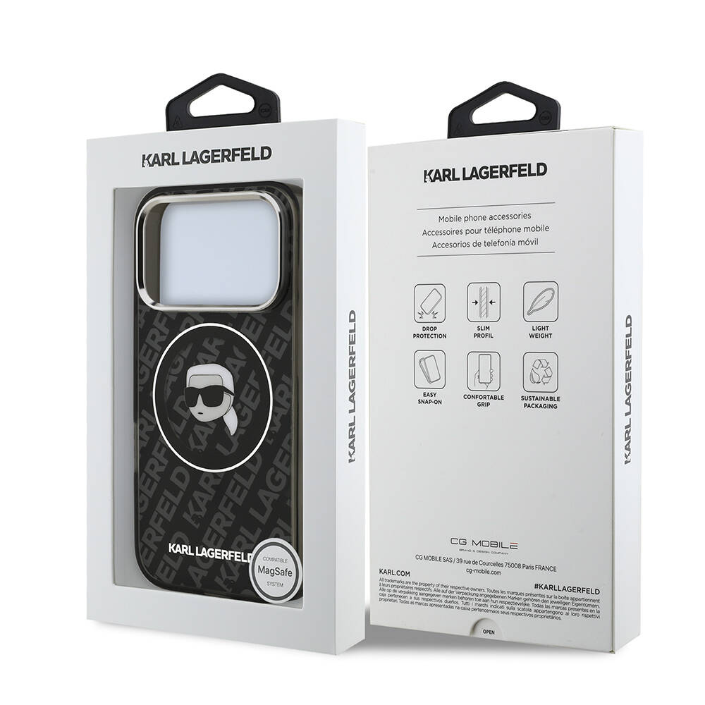 Apple iPhone 17 Pro Max Kılıf Karl Lagerfeld Orjinal Lisanslı IML Baskılı KL Heads Kapak - 9