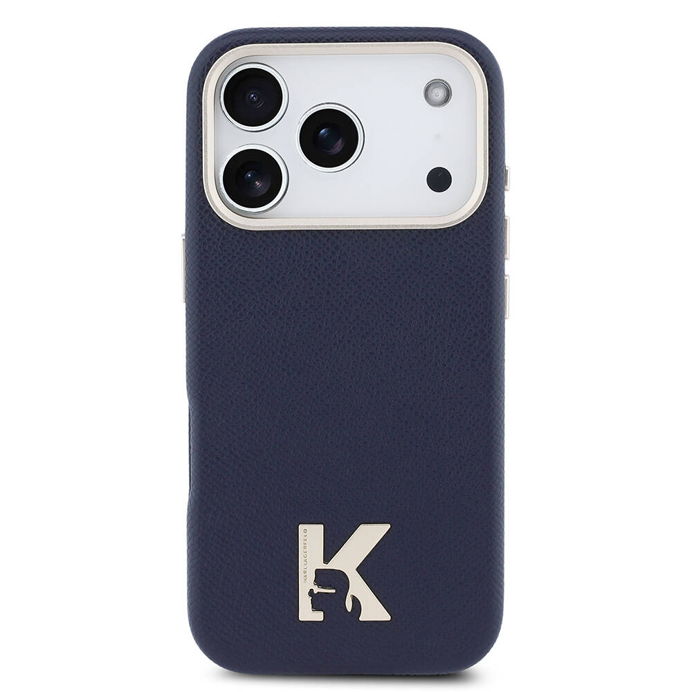Apple iPhone 17 Pro Max Kılıf Karl Lagerfeld Orjinal Lisanslı M-safe Şarj Özellikli Gold Kamera Çerçeveli KHEAD Metal Logolu PU Deri Kapak - 11