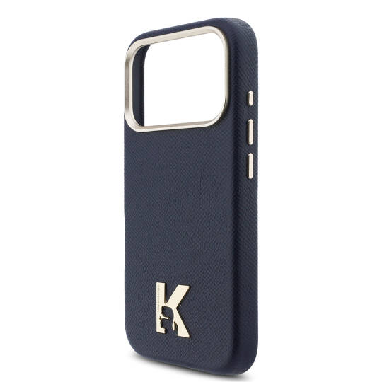Apple iPhone 17 Pro Max Kılıf Karl Lagerfeld Orjinal Lisanslı M-safe Şarj Özellikli Gold Kamera Çerçeveli KHEAD Metal Logolu PU Deri Kapak - 14