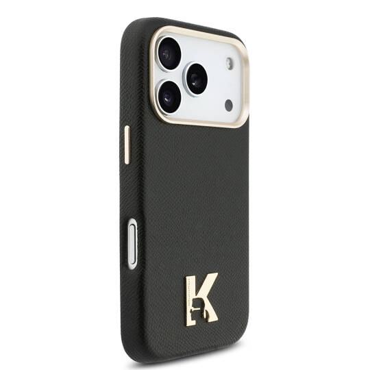 Apple iPhone 17 Pro Max Kılıf Karl Lagerfeld Orjinal Lisanslı M-safe Şarj Özellikli Gold Kamera Çerçeveli KHEAD Metal Logolu PU Deri Kapak - 4