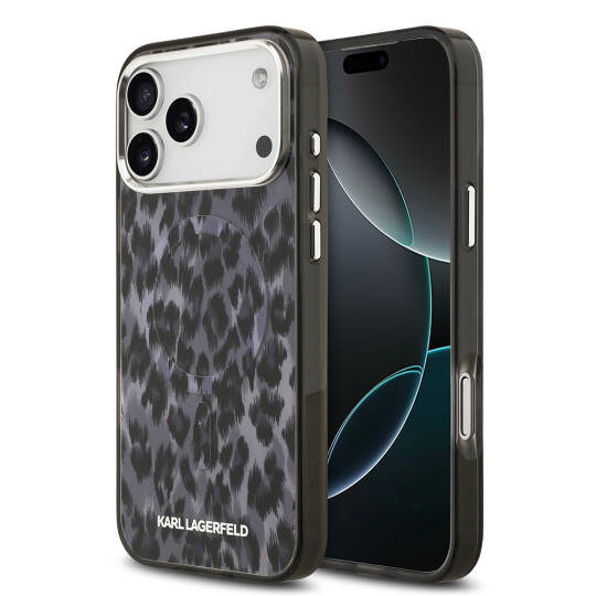 Apple iPhone 17 Pro Max Kılıf Karl Lagerfeld Orjinal Lisanslı M-safe Şarj Özellikli IML Leopar Baskılı Kapak - 3