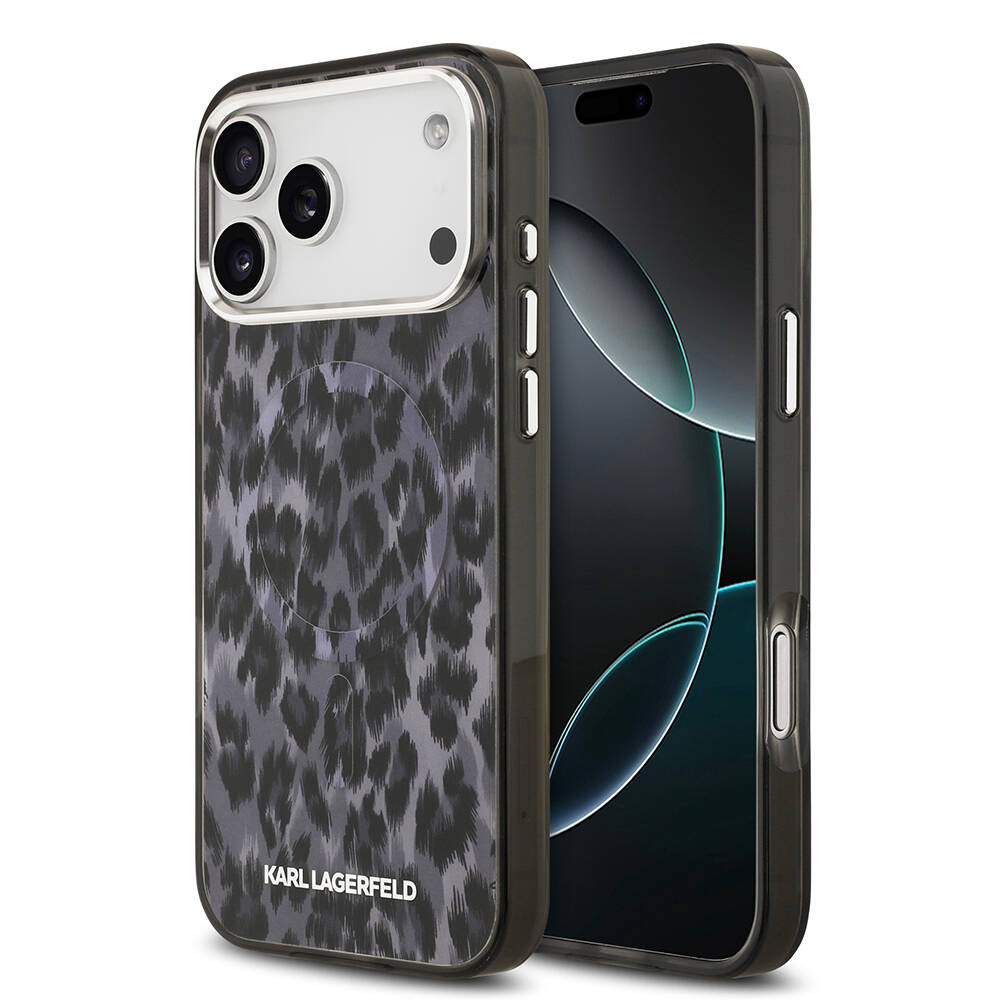 Apple iPhone 17 Pro Max Kılıf Karl Lagerfeld Orjinal Lisanslı M-safe Şarj Özellikli IML Leopar Baskılı Kapak - 3