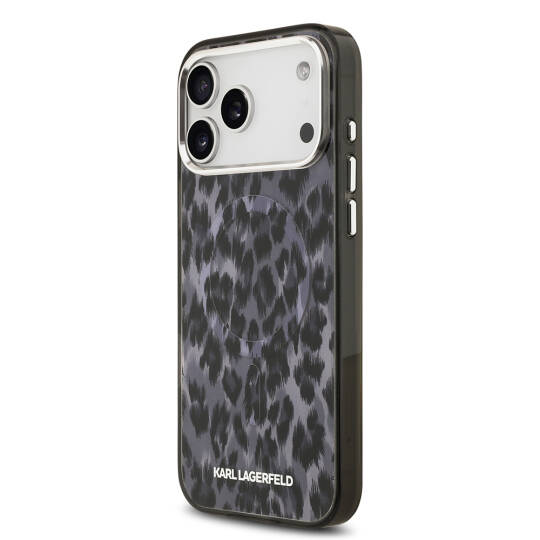 Apple iPhone 17 Pro Max Kılıf Karl Lagerfeld Orjinal Lisanslı M-safe Şarj Özellikli IML Leopar Baskılı Kapak - 4