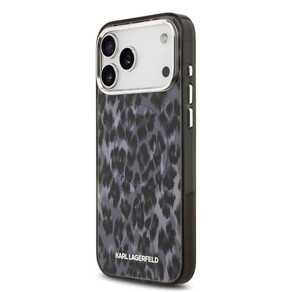 Apple iPhone 17 Pro Max Kılıf Karl Lagerfeld Orjinal Lisanslı M-safe Şarj Özellikli IML Leopar Baskılı Kapak - 4