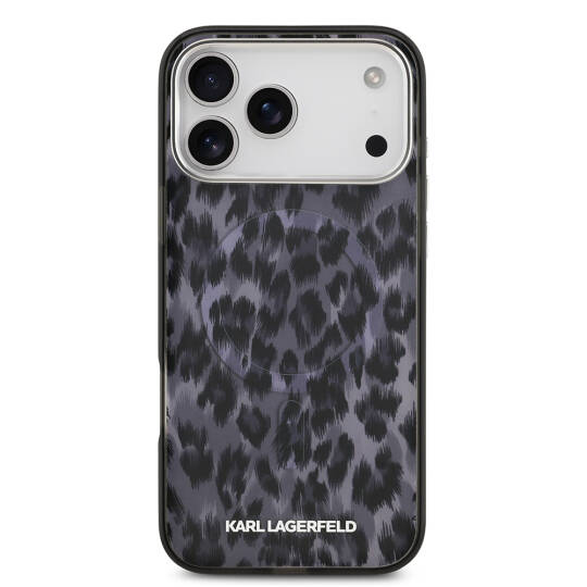 Apple iPhone 17 Pro Max Kılıf Karl Lagerfeld Orjinal Lisanslı M-safe Şarj Özellikli IML Leopar Baskılı Kapak - 5