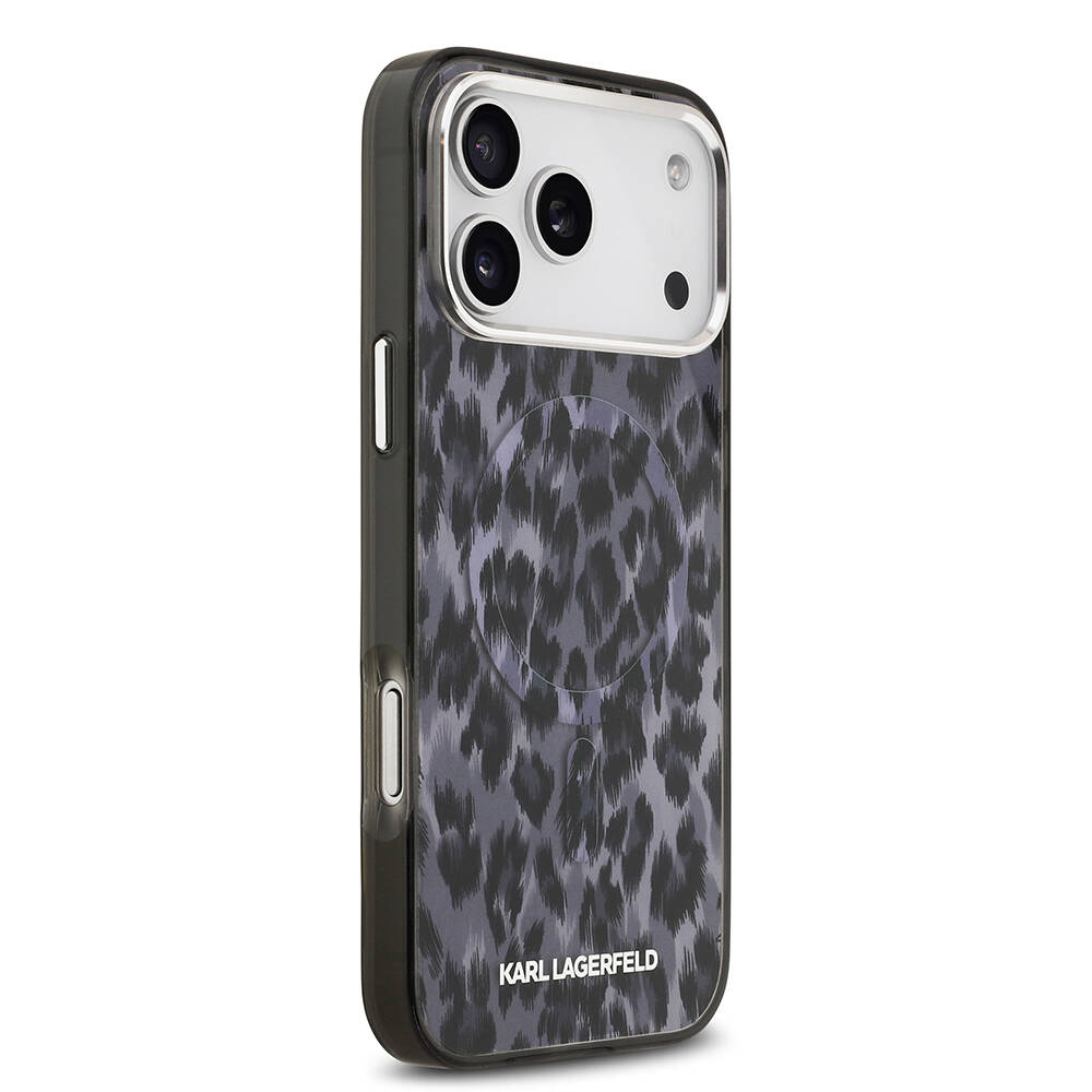 Apple iPhone 17 Pro Max Kılıf Karl Lagerfeld Orjinal Lisanslı M-safe Şarj Özellikli IML Leopar Baskılı Kapak - 6