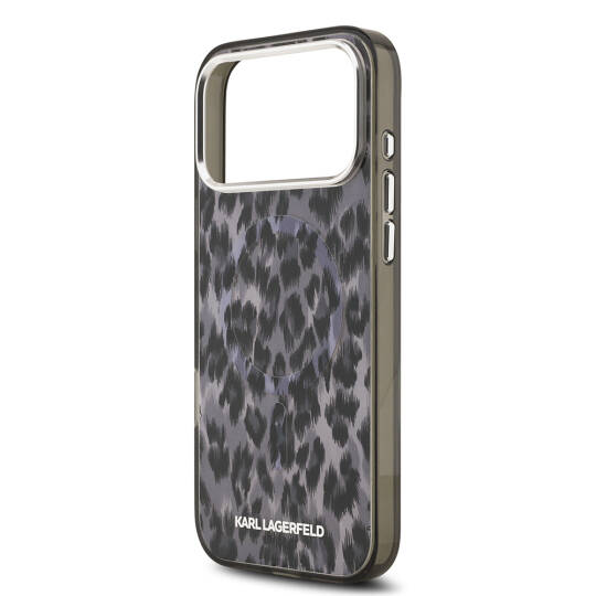 Apple iPhone 17 Pro Max Kılıf Karl Lagerfeld Orjinal Lisanslı M-safe Şarj Özellikli IML Leopar Baskılı Kapak - 8
