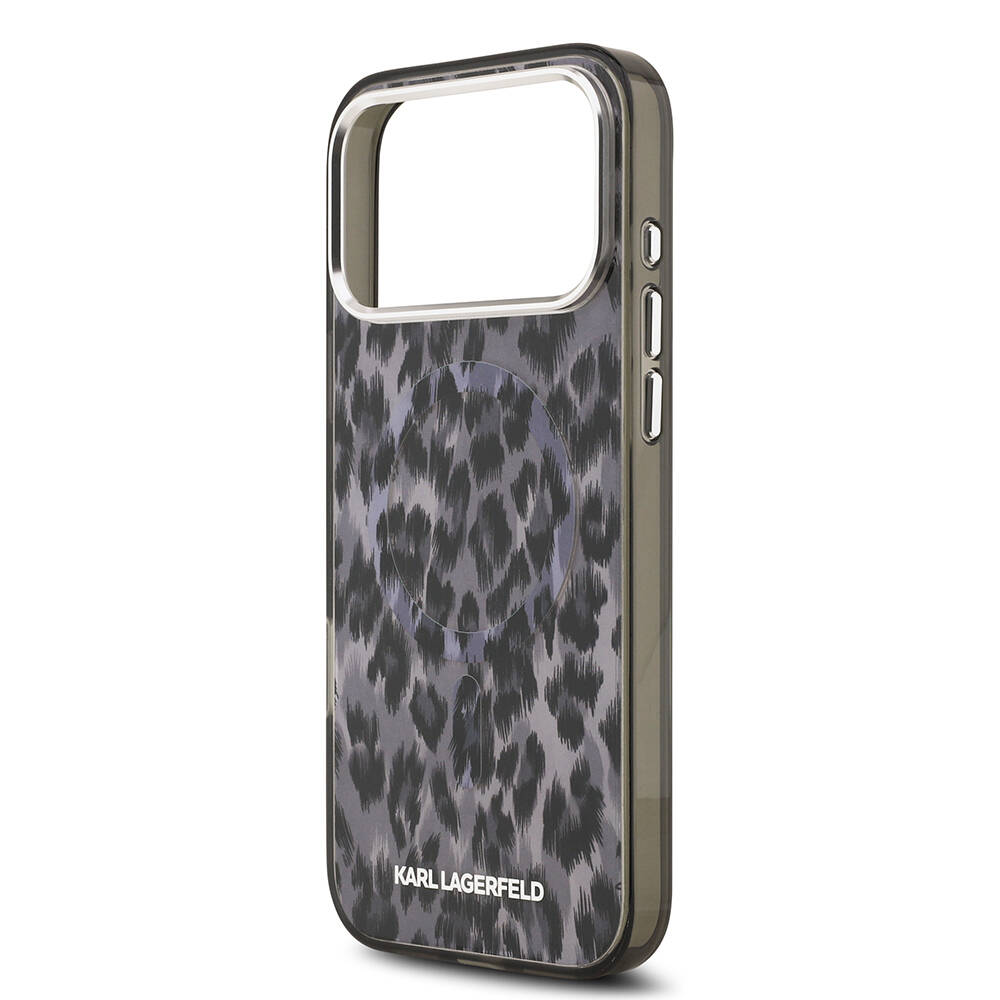 Apple iPhone 17 Pro Max Kılıf Karl Lagerfeld Orjinal Lisanslı M-safe Şarj Özellikli IML Leopar Baskılı Kapak - 8