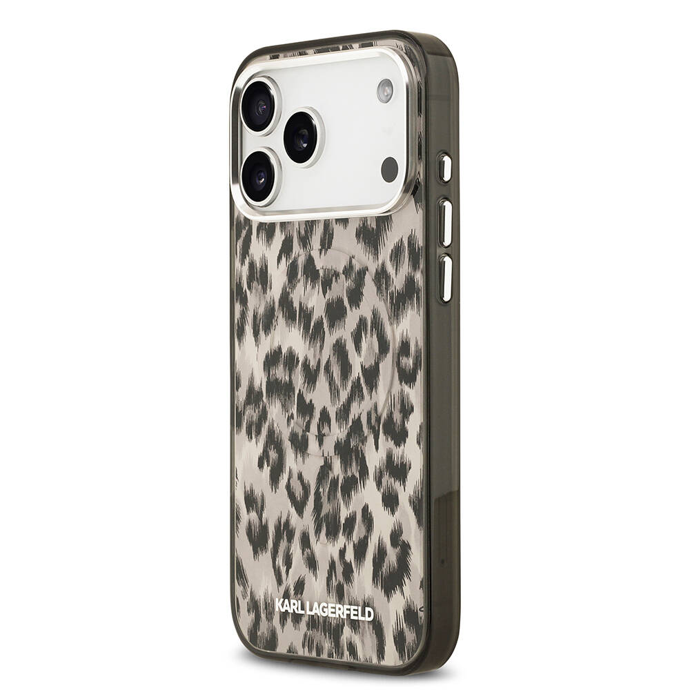 Apple iPhone 17 Pro Max Kılıf Karl Lagerfeld Orjinal Lisanslı M-safe Şarj Özellikli IML Leopar Baskılı Kapak - 10