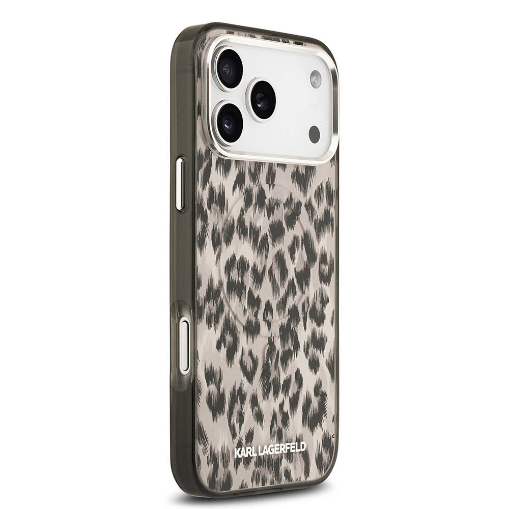 Apple iPhone 17 Pro Max Kılıf Karl Lagerfeld Orjinal Lisanslı M-safe Şarj Özellikli IML Leopar Baskılı Kapak - 12