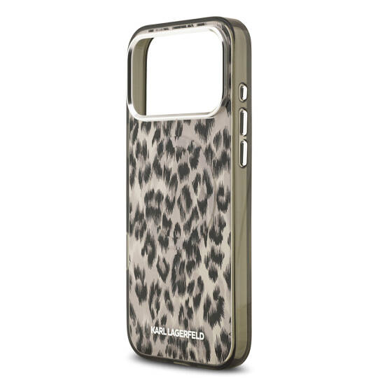 Apple iPhone 17 Pro Max Kılıf Karl Lagerfeld Orjinal Lisanslı M-safe Şarj Özellikli IML Leopar Baskılı Kapak - 14