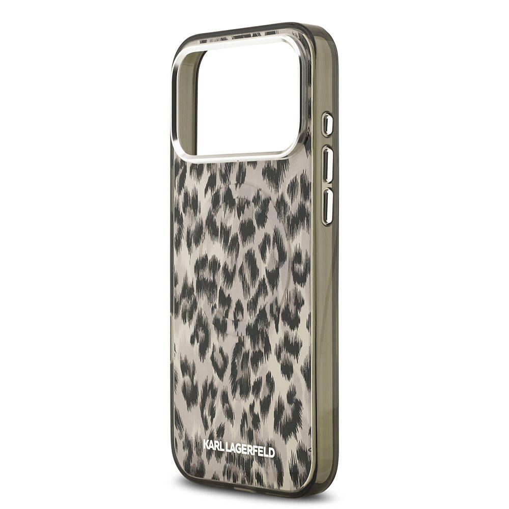 Apple iPhone 17 Pro Max Kılıf Karl Lagerfeld Orjinal Lisanslı M-safe Şarj Özellikli IML Leopar Baskılı Kapak - 14
