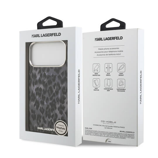 Apple iPhone 17 Pro Max Kılıf Karl Lagerfeld Orjinal Lisanslı M-safe Şarj Özellikli IML Leopar Baskılı Kapak - 16