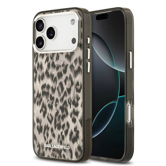 Apple iPhone 17 Pro Max Kılıf Karl Lagerfeld Orjinal Lisanslı M-safe Şarj Özellikli IML Leopar Baskılı Kapak - 1