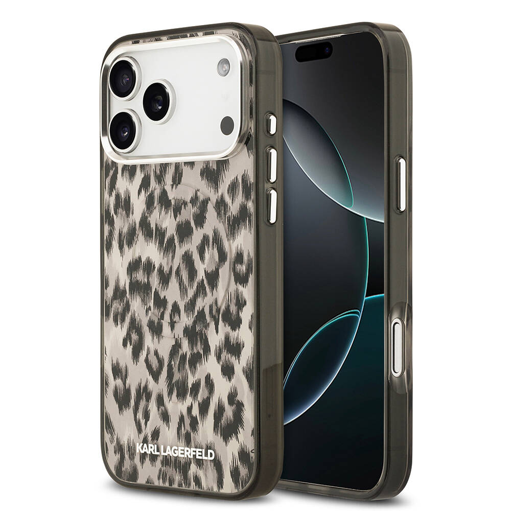 Apple iPhone 17 Pro Max Kılıf Karl Lagerfeld Orjinal Lisanslı M-safe Şarj Özellikli IML Leopar Baskılı Kapak - 1